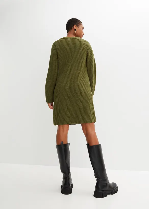 Strickkleid in grün von hinten (Totalaufnahme) - bonprix