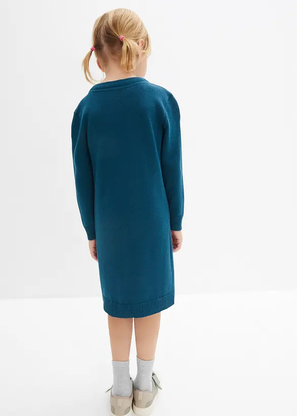 Strickkleid in petrol von hinten (Totalaufnahme) - bonprix
