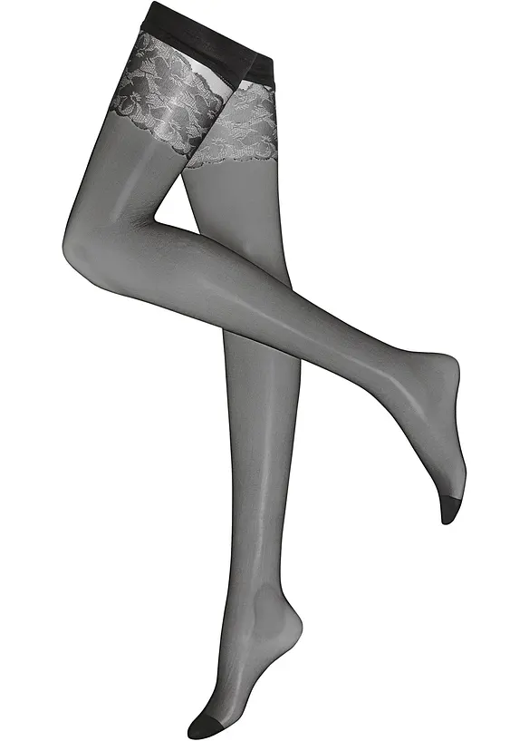 LORES Damen Strümpfe Mit Spitze – Overknee, 15 Denier, Silikon-Bund, Selbsthaltend, In Vielen Farben