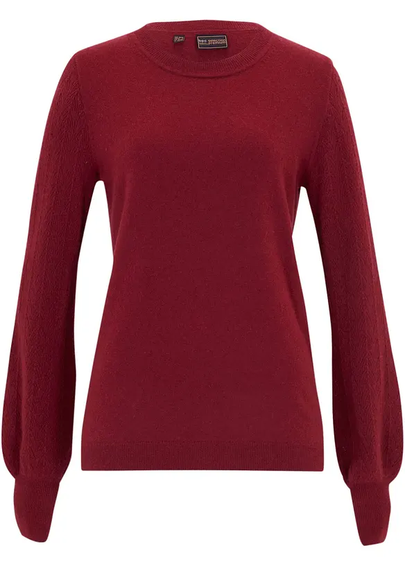 Wollpullover mit Good Cashmere Standard®-Anteil in rot von vorne - bonprix PREMIUM