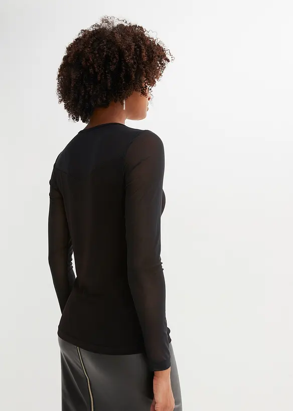 Figurbetontes Langarmshirt in schwarz von hinten (im Anschnitt) - bonprix