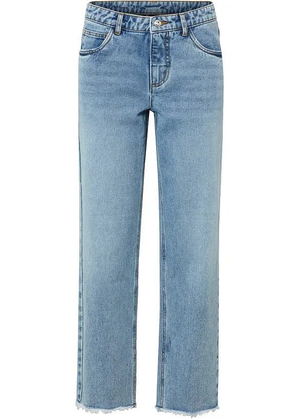 Moderne Jeans mit offenem Saum blau, regular Damen bonprix