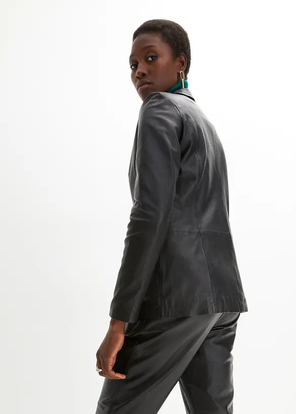 Blazer aus Lammnappa in schwarz von hinten (im Anschnitt) - bonprix