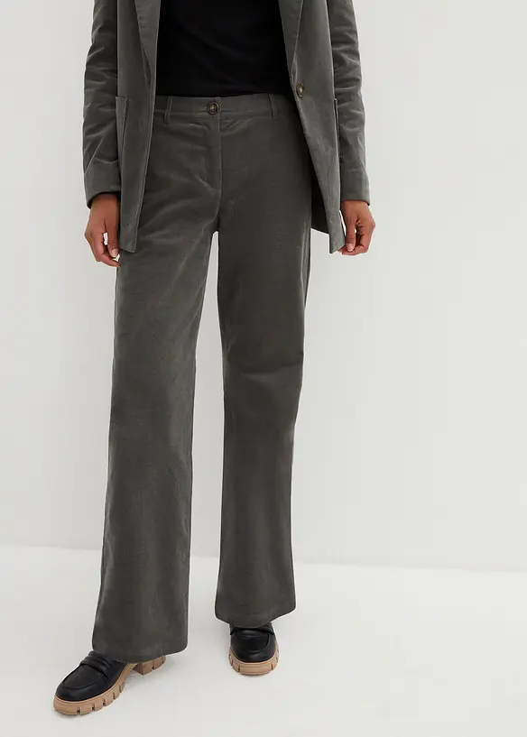 Cordhose aus elastischem Baumwoll-Mix in grau von vorne - bonprix Cordhose aus elastischem Baumwoll-Mix in grau von vorne - bonprix