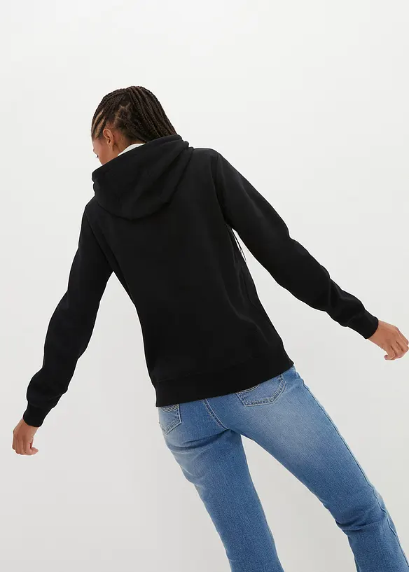 Hoodie aus reiner Bio-Baumwolle in schwarz von hinten (im Anschnitt) - bonprix