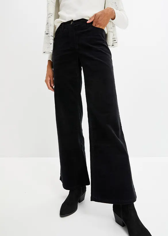 Marlene-Cordhose aus Baumwoll-Mix in schwarz von vorne - bonprix Marlene-Cordhose aus Baumwoll-Mix in schwarz von vorne - bonprix