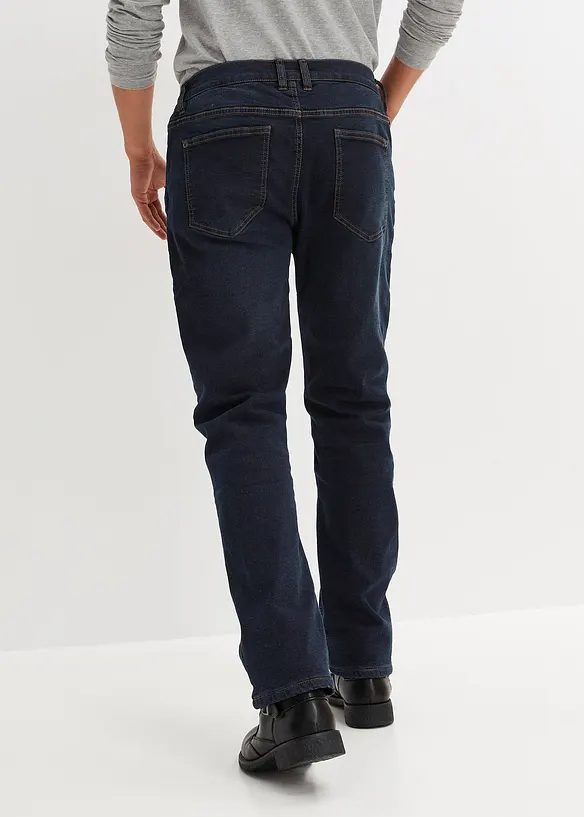 Thermo Relaxed-Fit Jeans mit Dehnbund, Straight in blau von hinten - bonprix