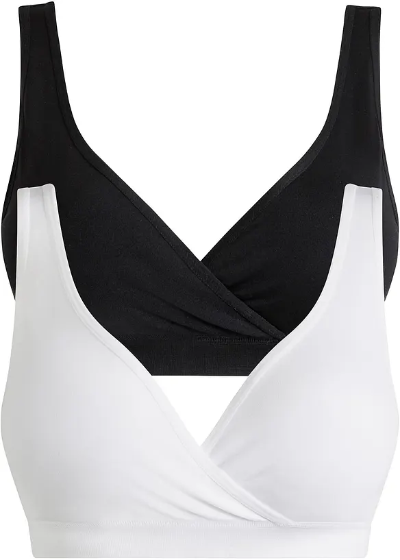 Seamless Still-Bustier (2er Pack) in schwarz von vorne - bonprix