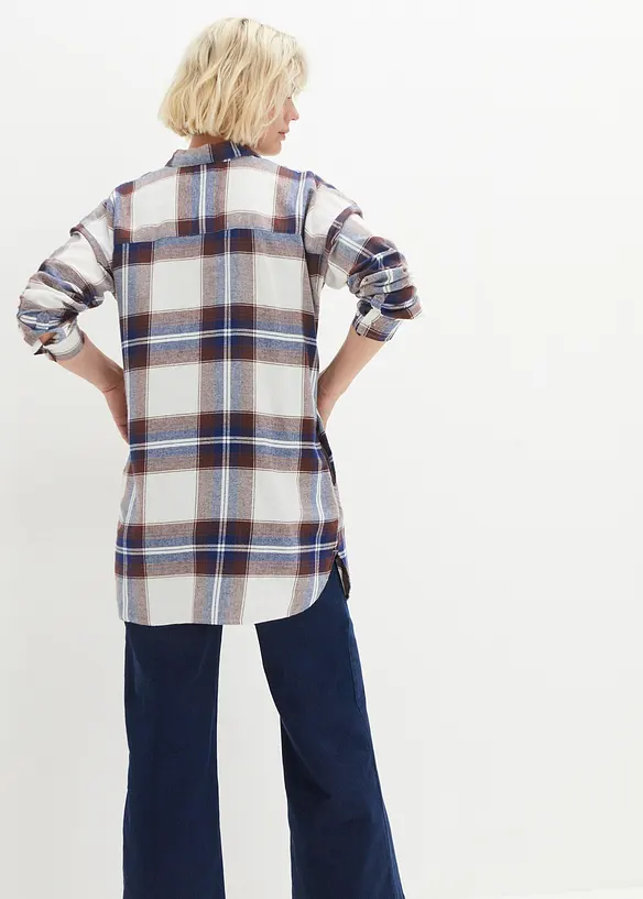 Flanellhemd aus reiner Baumwolle in blau von hinten (im Anschnitt) - bonprix Flanellhemd aus reiner Baumwolle in blau von hinten (im Anschnitt) - bonprix