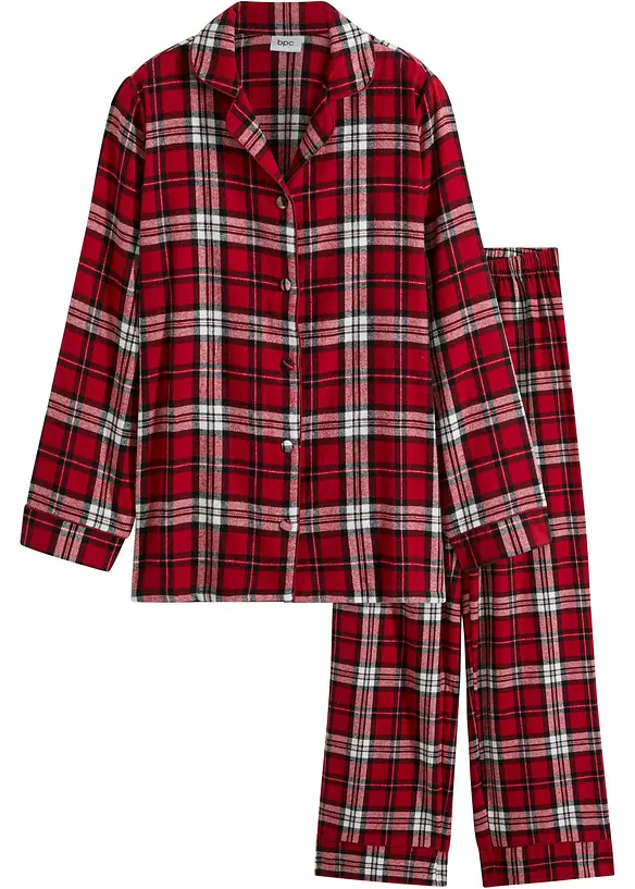Gewebter Pyjama aus Flanell in rot von vorne - bonprix