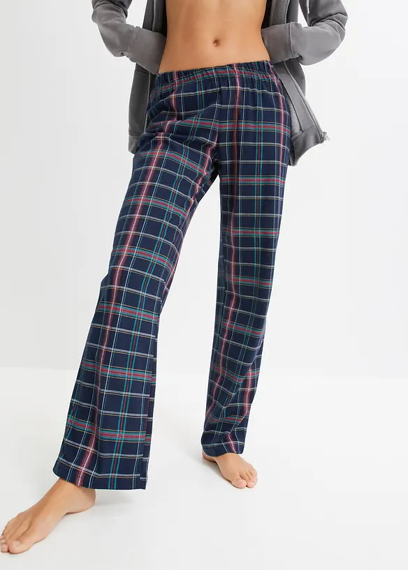 Pyjamahose aus reiner Baumwolle (3er Pack) in blau von vorne - bonprix