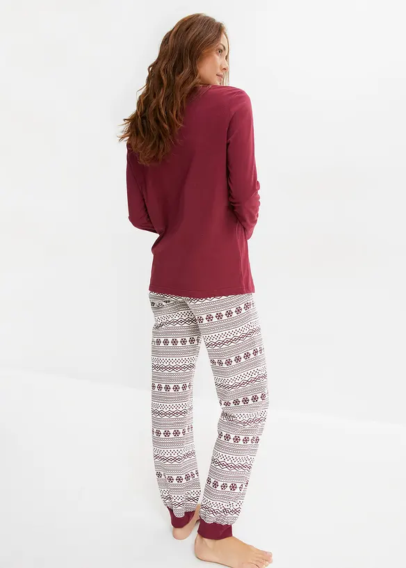 Pyjama aus reiner Bio-Baumwolle in rot von hinten (Totalaufnahme) - bonprix