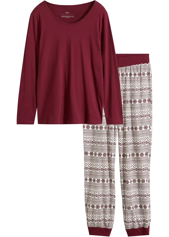 Pyjama aus reiner Bio-Baumwolle in rot von vorne - bonprix