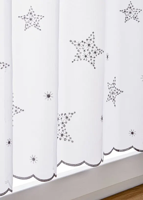 Scheibengardine mit Stickerei in weiß Detailaufnahme vom Material - bonprix