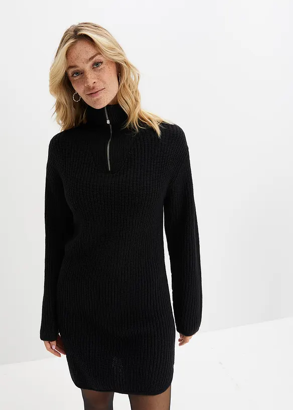 Strickkleid in schwarz von vorne (Totalaufnahme) - bonprix Strickkleid in schwarz von vorne (Totalaufnahme) - bonprix