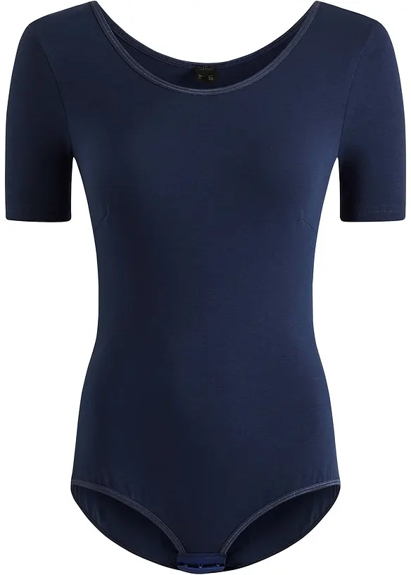 Halbarm-Body mit Baumwolle in blau von vorne - bonprix
