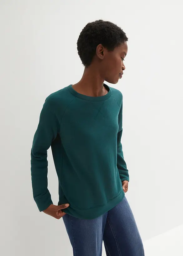 Basic Sweatshirt in petrol von vorne (im Anschnitt) - bonprix