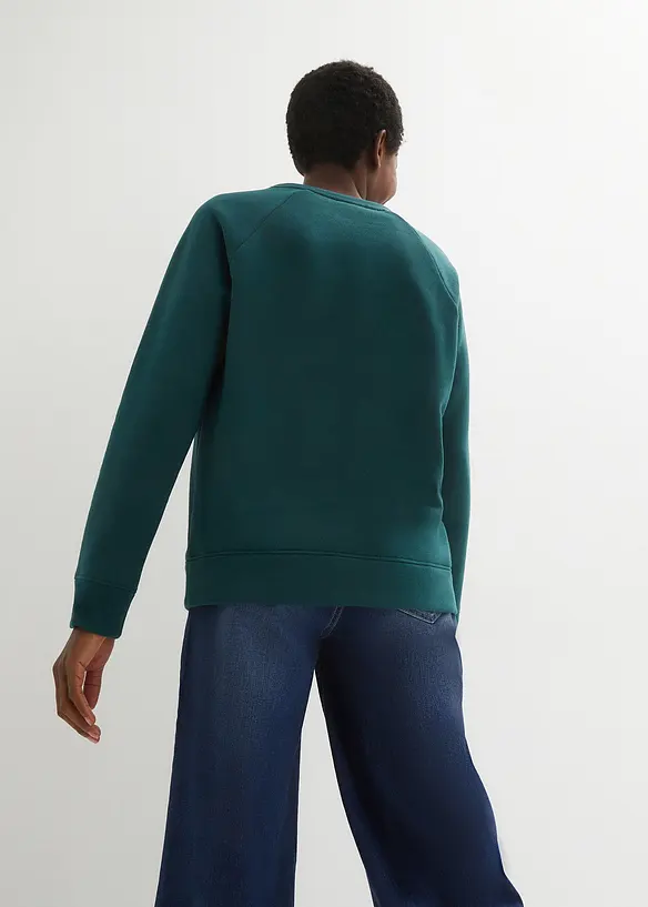 Basic Sweatshirt in petrol von hinten (im Anschnitt) - bonprix