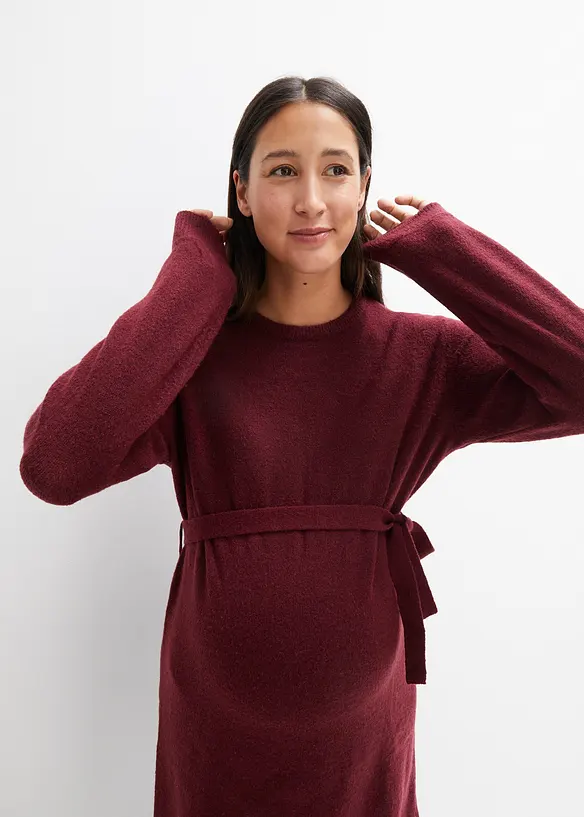 Umstandskleid aus flauschigem Strick in rot (Detailaufnahme) - bonprix