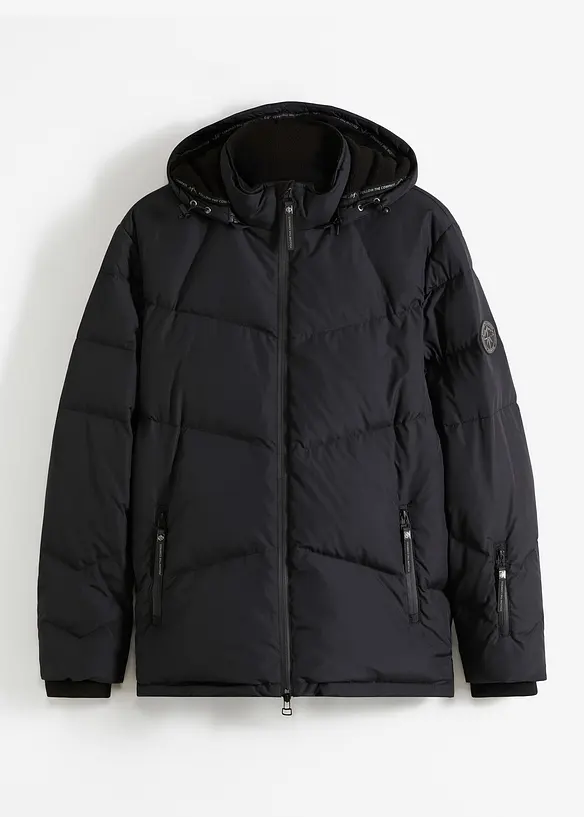 Wasserabweisende Echtdaunenjacke mit Bionic-Finish in schwarz von vorne - bonprix