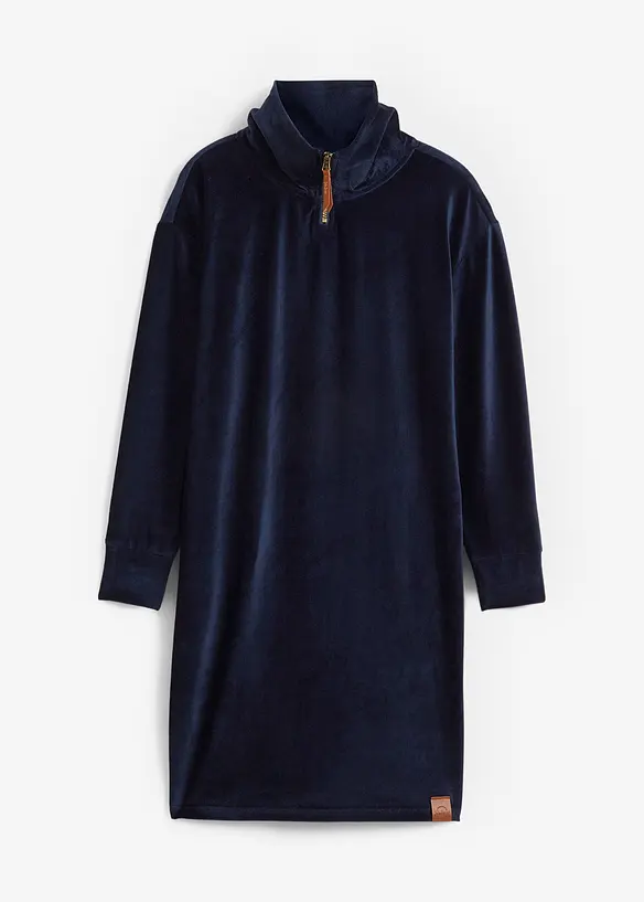 Jersey-Cordkleid in Oversize in blau von vorne - bonprix