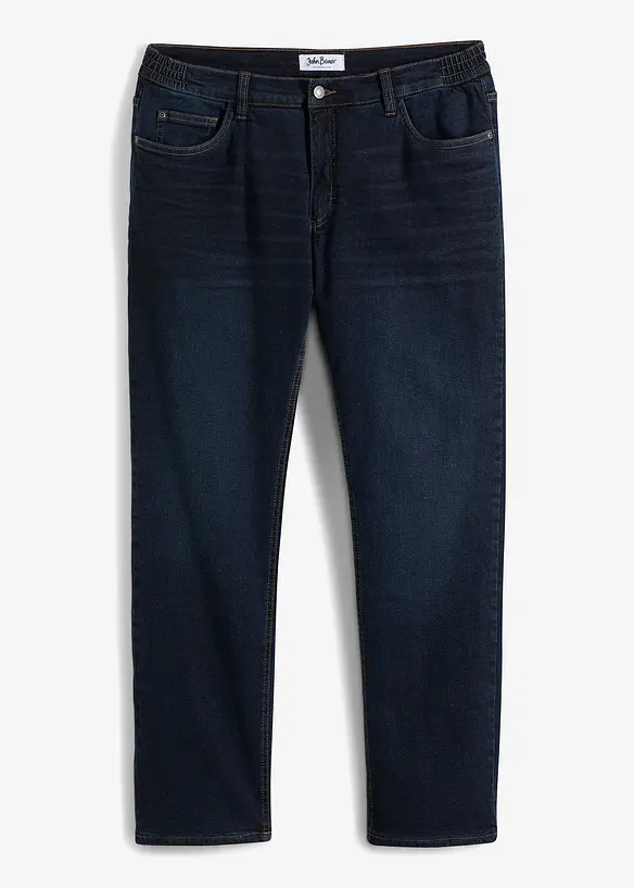 Thermo Relaxed-Fit Jeans mit Dehnbund, Straight in blau von vorne - bonprix