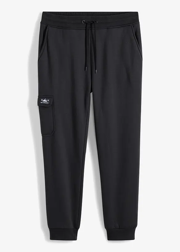 Thermo-Jogginghose mit flauschigem Teddyfleece in schwarz von vorne - bonprix