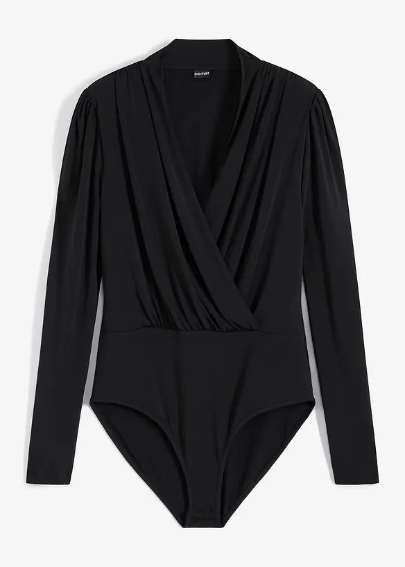 Body in Wickel Optik in schwarz von vorne - bonprix