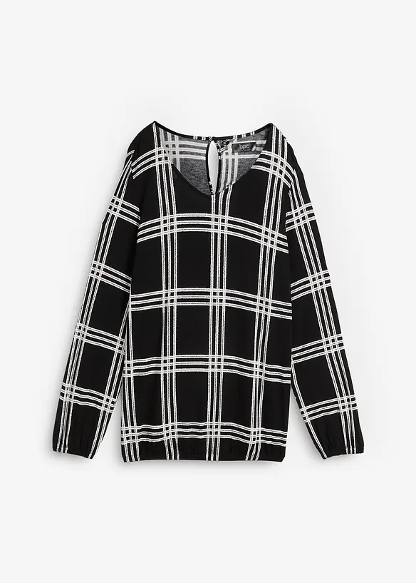 Langarmshirt aus fließendem Viskose-Mix in schwarz von vorne - bonprix