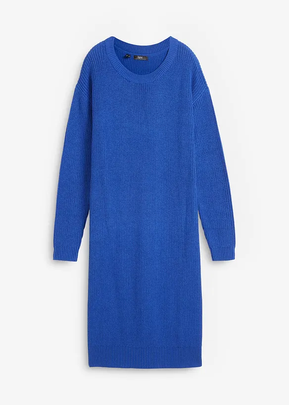 Oversize-Strickkleid aus Rippstrick Baumwoll-Mix in blau von vorne - bonprix Oversize-Strickkleid aus Rippstrick Baumwoll-Mix in blau von vorne - bonprix