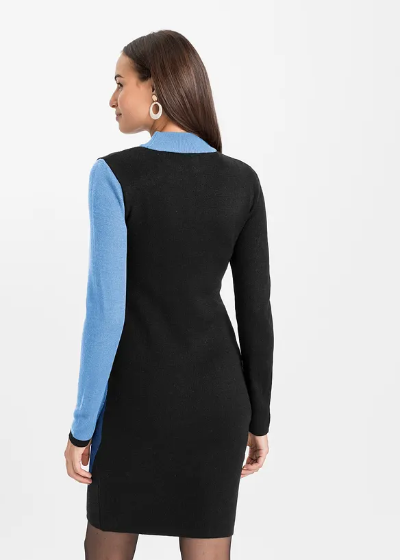 Jacquard-Strickkleid mit modernen Streifen in blau von hinten (Totalaufnahme) - bonprix Jacquard-Strickkleid mit modernen Streifen in blau von hinten (Totalaufnahme) - bonprix
