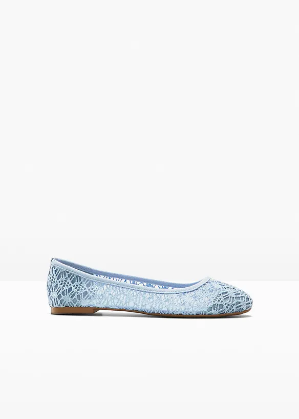 Ballerinas mit Spitze in blau von vorne - bonprix