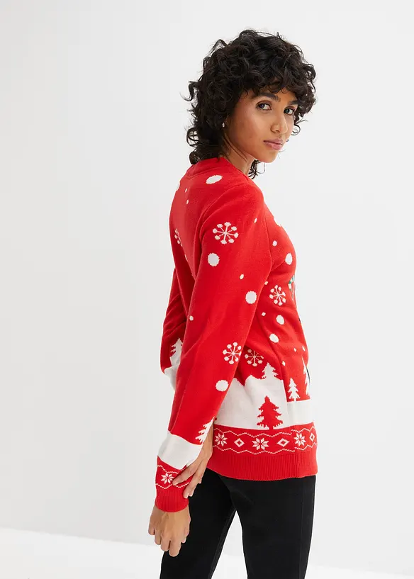 Feinstrickpullover mit Rundhalsausschnitt in rot von hinten (im Anschnitt) - bonprix Feinstrickpullover mit Rundhalsausschnitt in rot von hinten (im Anschnitt) - bonprix
