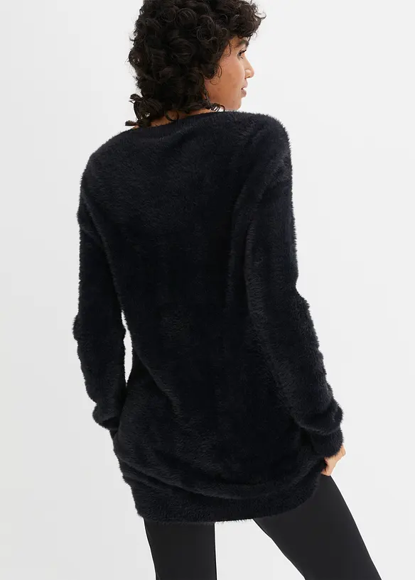 Off-Shoulder-Pullover mit Weihnachtsmotiv in schwarz von hinten (im Anschnitt) - bonprix