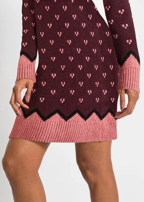 Strickkleid mit Norwegermuster in braun (Detailaufnahme) - bonprix