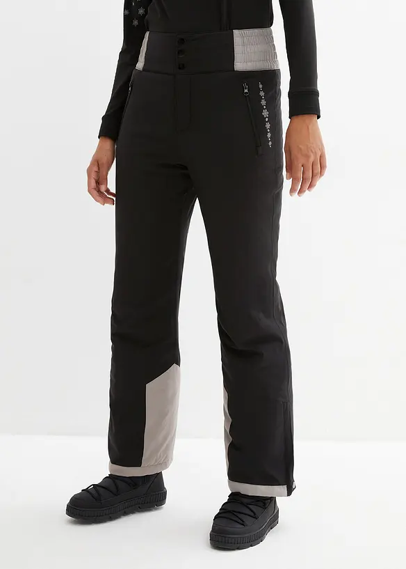 Ski Thermo-Funktionshose mit High Waist Bequembund, wasserdicht in schwarz von vorne - bonprix Ski Thermo-Funktionshose mit High Waist Bequembund, wasserdicht in schwarz von vorne - bonprix