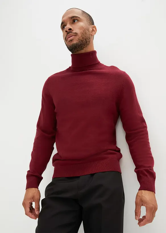 Rollkragenpullover aus weichem Kaschmir-Mix in rot von vorne (im Anschnitt) - bonprix