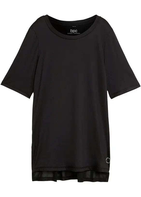 Langes Sport-Shirt mit Mesh, schnelltrocknend in schwarz von vorne - bonprix