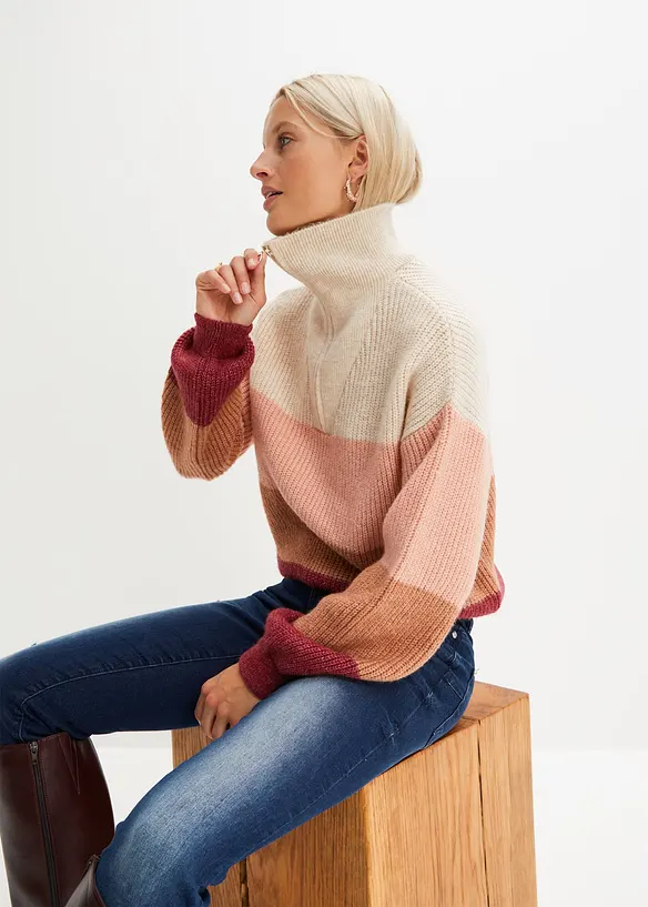 Troyer Pullover in beige von vorne (im Anschnitt) - bonprix Troyer Pullover in beige von vorne (im Anschnitt) - bonprix