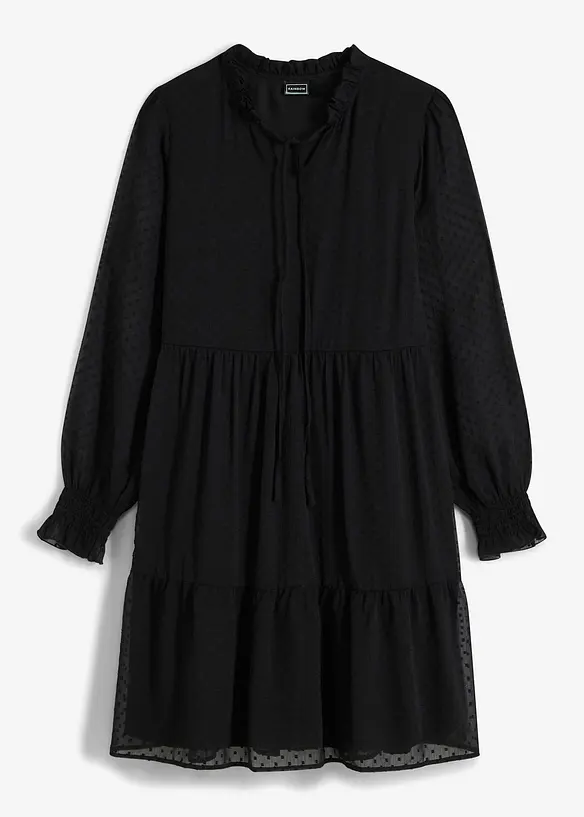 Minikleid mit Pufferärmel in schwarz von vorne - bonprix
