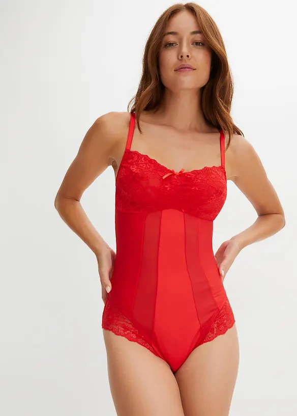Medium Shape Body mit Spitze in rot von vorne (Totalaufnahme) - bonprix