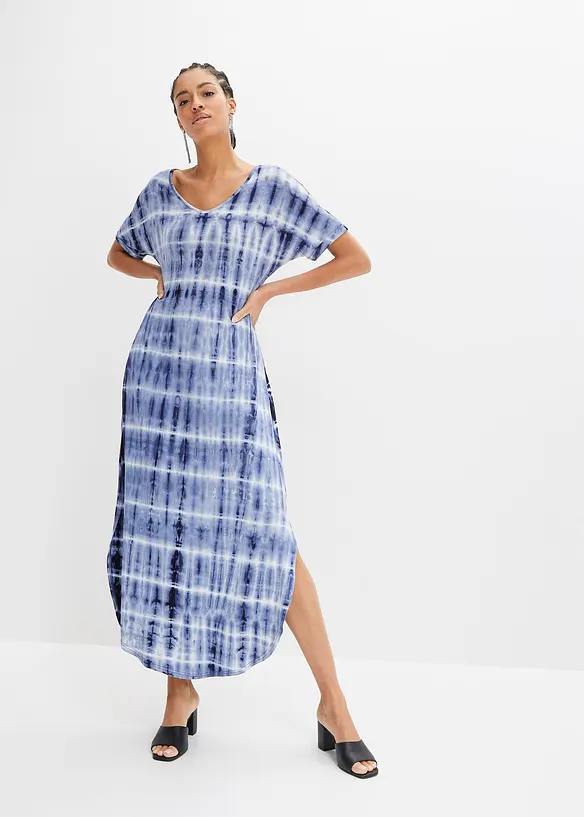 Maxikleid aus fließender Viskose in blau von hinten (Totalaufnahme) - bonprix