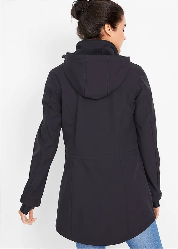wasserabweisende Duffle-Jacke aus Softshell in schwarz von hinten (im Anschnitt) - bonprix