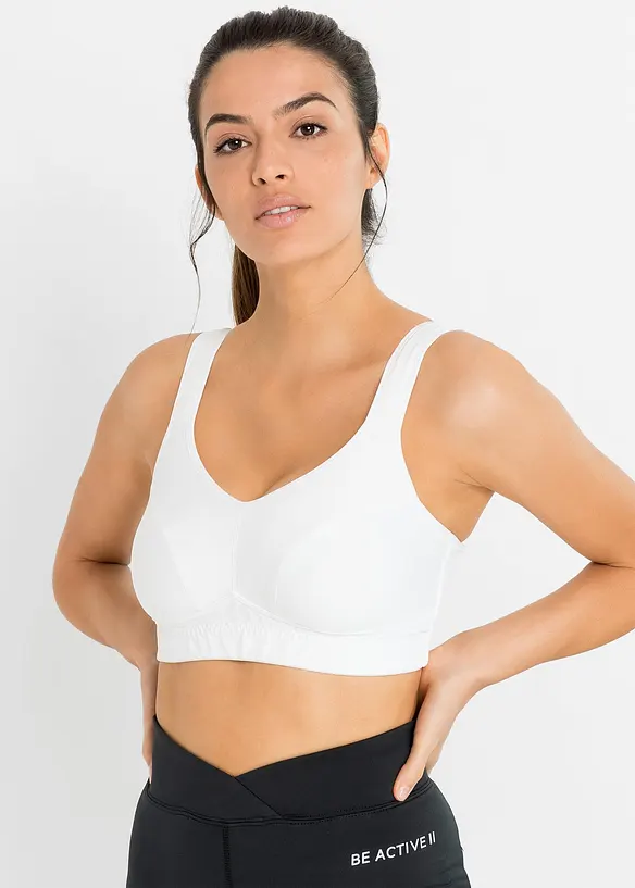 Sport-BH mit mittlerem Halt (2er Pack) in grau von vorne (im Anschnitt) - bonprix
