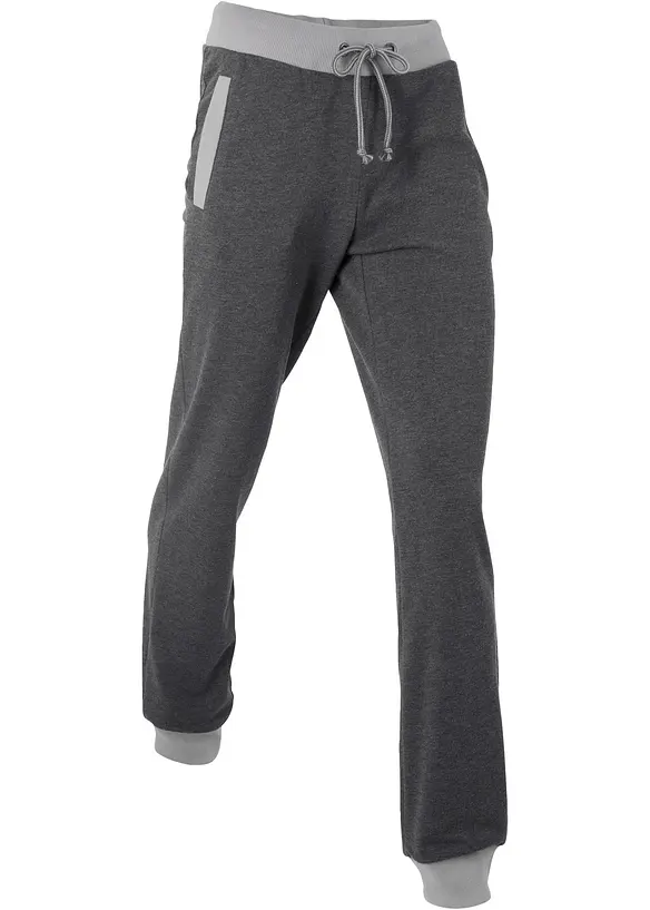 Jogginghose mit Kontrastbündchen in schwarz von vorne - bonprix Jogginghose mit Kontrastbündchen in schwarz von vorne - bonprix