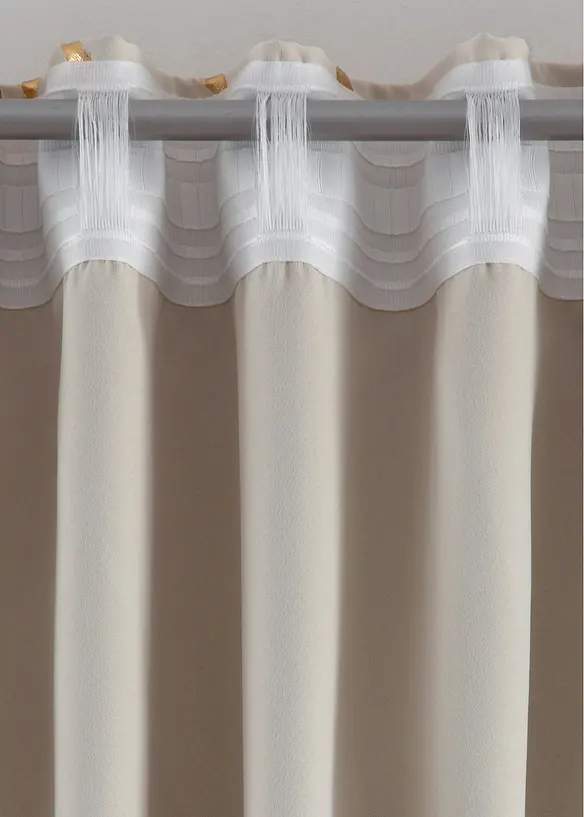 Abdunkelnder Vorhang mit Glanzdruck (1er Pack) in beige - bonprix