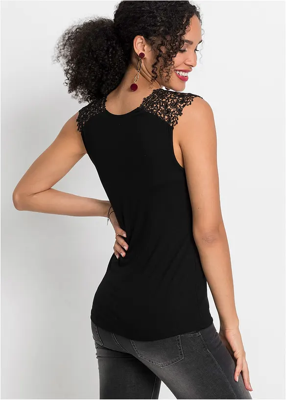 Top aus fließendem Viskose-Mix in schwarz von hinten (im Anschnitt) - bonprix Top aus fließendem Viskose-Mix in schwarz von hinten (im Anschnitt) - bonprix