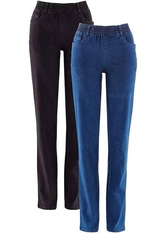 Gerade Stretch-Hose (2er-Pack) in blau von vorne - bonprix Gerade Stretch-Hose (2er-Pack) in blau von vorne - bonprix