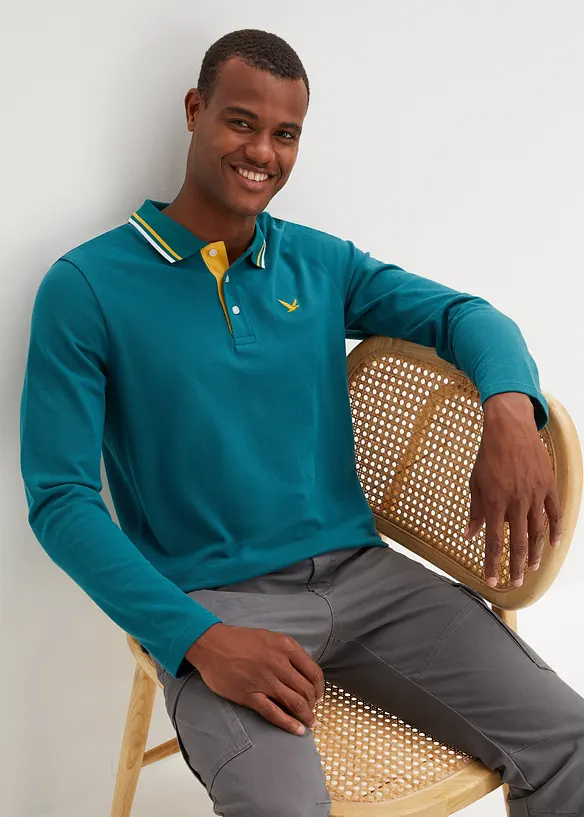 Poloshirt in Regular Fit (2er Pack) in petrol von vorne (im Anschnitt) - bonprix
