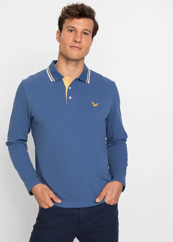 Poloshirt aus reiner Bio-Baumwolle (2er Pack) in blau von vorne (im Anschnitt) - bonprix